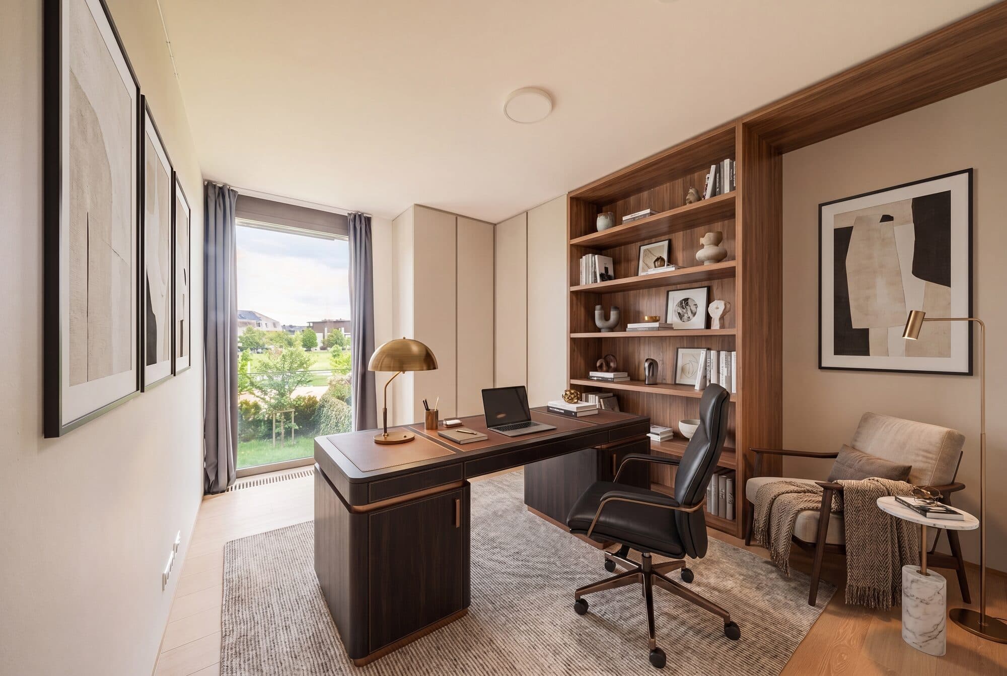 Home office, virtually staged